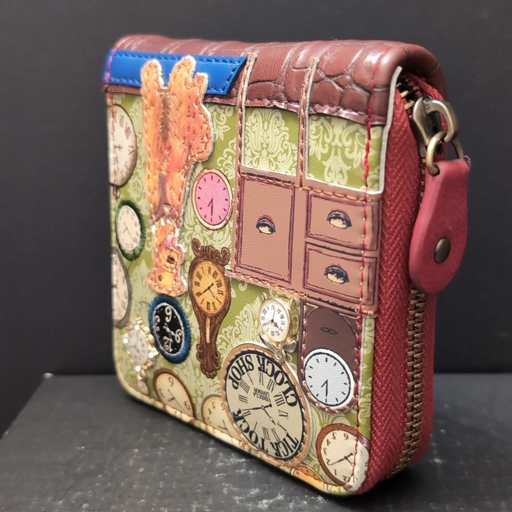 Vendula London,Tick Tock Clock Shop Woman's Red Wallet.